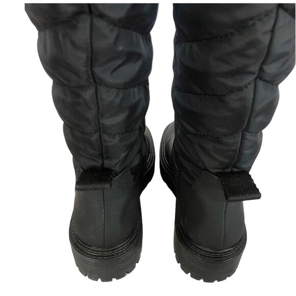 Zara Black Low Heel Quilted Rubberized Tall Boots size 6.5 - Picture 8 of 12